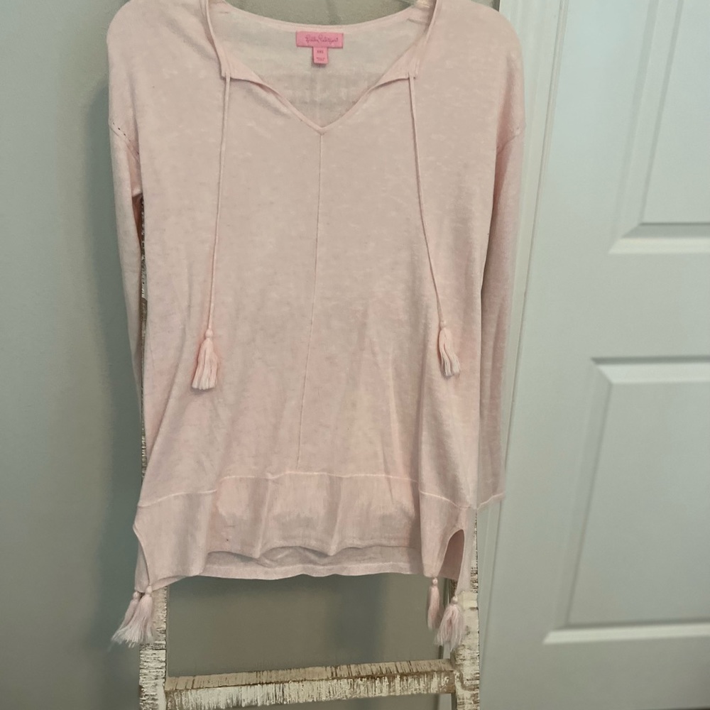 Lilly Pulitzer pale pink tassel sweater